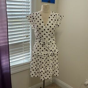 Polka dot white and brown dress